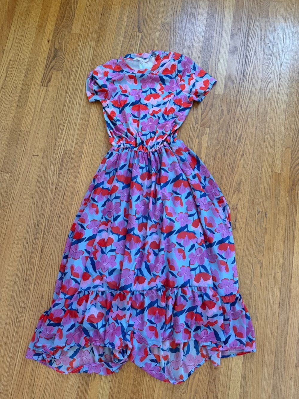 Hutch Floral Midi Dress in Lavender, Red & Navy ANTHRIPOLOGIE